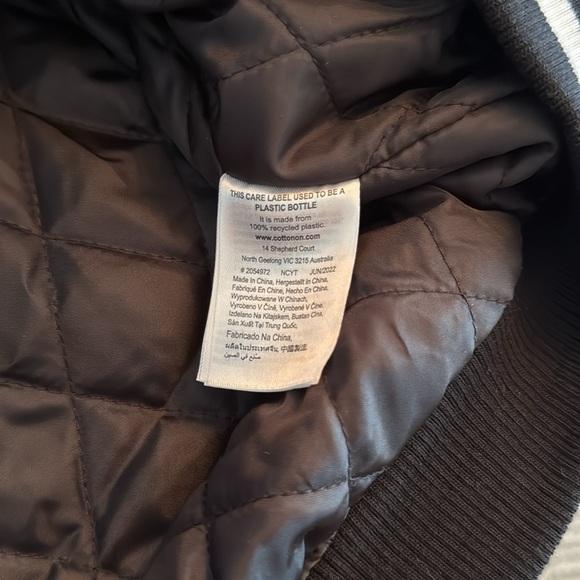 Cotton On black and white oversized quilted bomber varsity jacket NWT XL - Picture 6 of 9